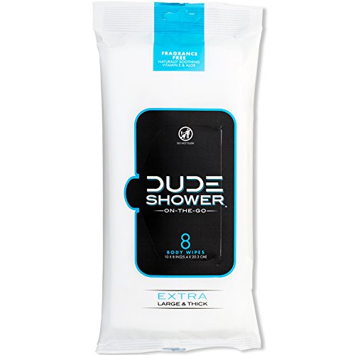 DUDE Wipes - On-The-Go Shower Wipes - 3 Pack, 24 Wipes - Unscented Extra-Large Wipes - Vitamin E & Aloe Full Body Shower Replacement Wipes