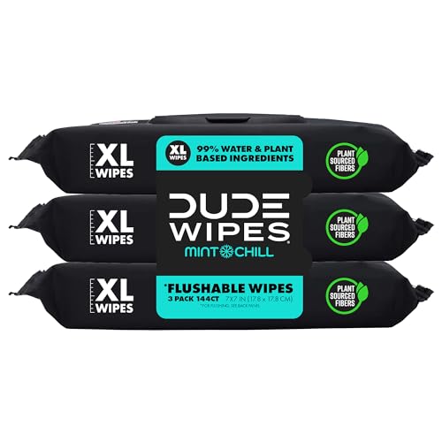 DUDE Wipes - Flushable Wipes - 6 Pack, 288 Wipes - Shea BUTTer Smooth Extra-Large Adult Wet Wipes - Vitamin-E & Aloe - Septic and Sewer Safe