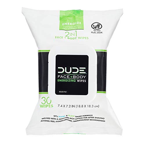 Dude Wipes - 3 Pack, 90 Wipes, Infused with Energizing Pro Vitamin B5, Alcohol Free and Hypoallergenic Cleansing Wipes