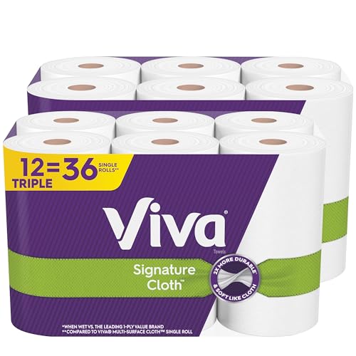 Viva Signature Cloth Paper Towels, 12 Triple Rolls, 141 Sheets per Roll