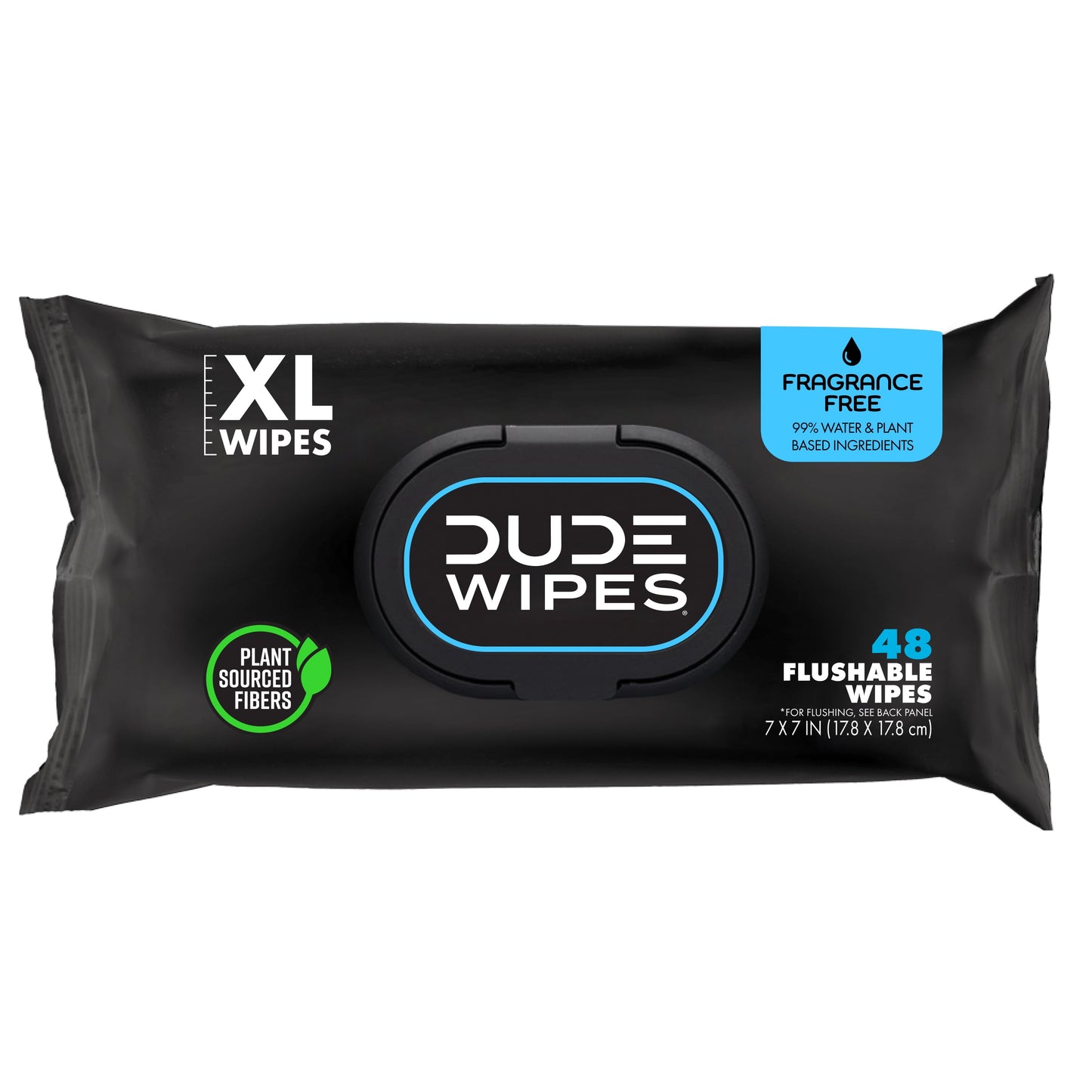 DUDE Wipes Unscented XL Flushable Wipes, 2 Flip-Top Packs, 48 Wipes per Pack, 96 Total Wipes