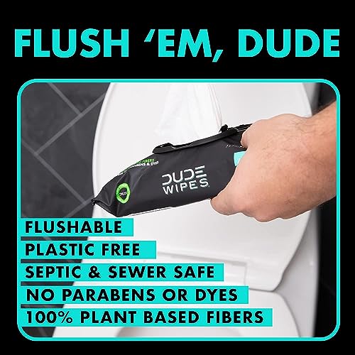 DUDE Wipes - Flushable Wipes - 6 Pack, 288 Wipes - Shea BUTTer Smooth Extra-Large Adult Wet Wipes - Vitamin-E & Aloe - Septic and Sewer Safe