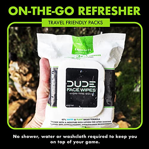 Dude Wipes - 3 Pack, 90 Wipes, Infused with Energizing Pro Vitamin B5, Alcohol Free and Hypoallergenic Cleansing Wipes