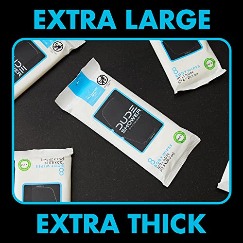 DUDE Wipes - On-The-Go Shower Wipes - 3 Pack, 24 Wipes - Unscented Extra-Large Wipes - Vitamin E & Aloe Full Body Shower Replacement Wipes