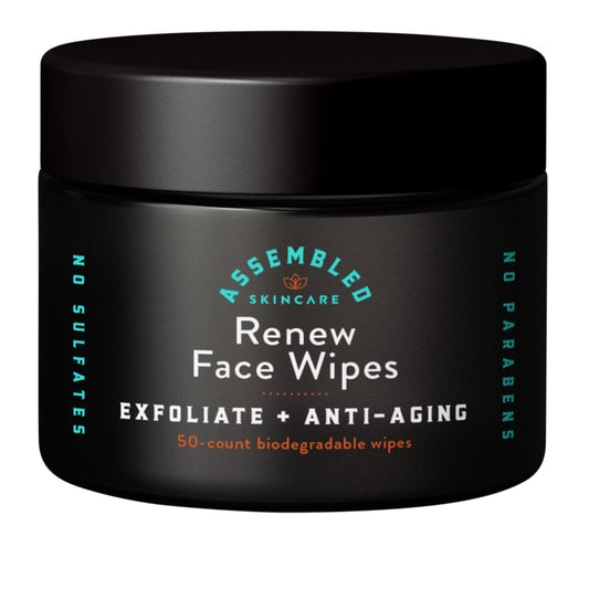 Renew Face Wipes, 50-Count (Pack of 1). Exfoliating, anti-aging, and pre-shave face wipes.