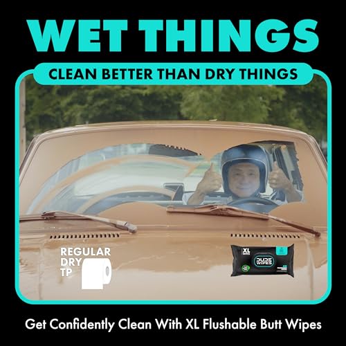 DUDE Wipes - Flushable Wipes - 6 Pack, 288 Wipes - Herbal Relief Extra-Large Wet Wipes - Witch Hazel & Geranium Essential Oils - Septic and Sewer Safe Butt Wipes For Adults