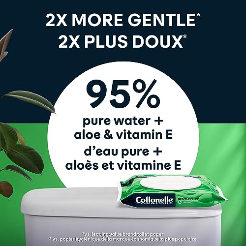 Cottonelle GentlePlus Flushable Wet Wipes with Aloe & Vitamin E, 6 Flip-Top Packs, 42 Wipes Per Pack (252 Total Wipes)