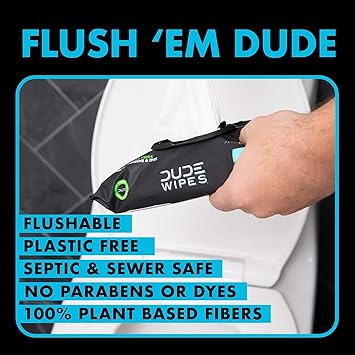 DUDE Wipes - Flushable Wipes - 3 Pack, 144 Wipes - Unscented Extra-Large Adult Wet Wipes - Vitamin-E & Aloe for at-Home Use - Septic and Sewer Safe