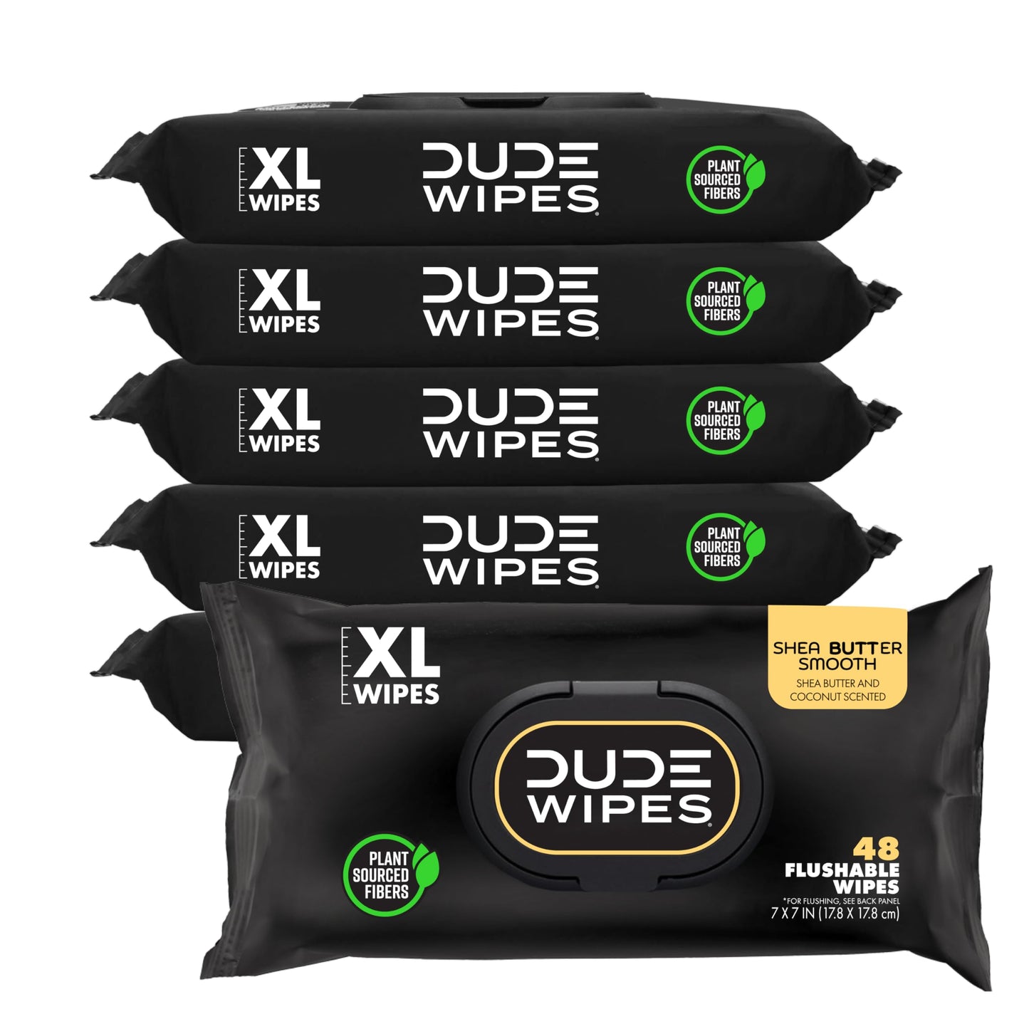 DUDE Wipes - Flushable Wipes - 6 Pack, 288 Wipes - Herbal Relief Extra-Large Wet Wipes - Witch Hazel & Geranium Essential Oils - Septic and Sewer Safe Butt Wipes For Adults