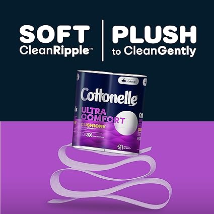 Cottonelle Ultra Comfort Toilet Paper with Cushiony CleaningRipples,325 Sheets per Roll, Packaging May Vary