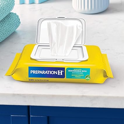 Preparation H Totables Hemorrhoid Flushable Wipes with Witch Hazel for Skin Irritation Relief - 50 Count