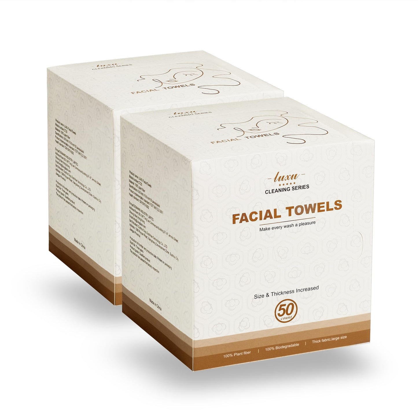 Disposable Face Towel,Biodegradable Facial Towels,Extra Thick Soft Large Clean Facial Towels Plant Fiber Facial Washcloth Dry Wipes for Sensitive Skin,Travel,Makeup Remover-50 Count