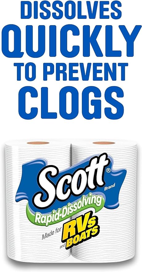 Scott Rapid-Dissolving Toilet Paper, 48 Double Rolls (6 Packs of 8 Rolls), Sustainable, Septic-Safe Toilet Paper/Toilet Tissue