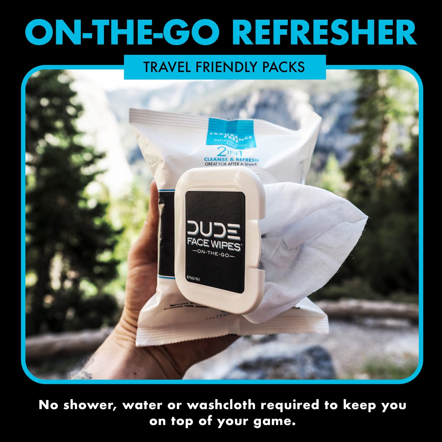 DUDE Wipes - 30 Unscented Face & Body Wipes with Sea Salt & Aloe - Alcohol Free Hypoallergenic Cleansing Wipes