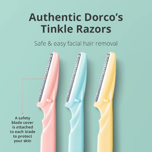 Dorco Tinkle Eyebrow Razors for Women, Dermaplane Razor 6 Razors Pack of two