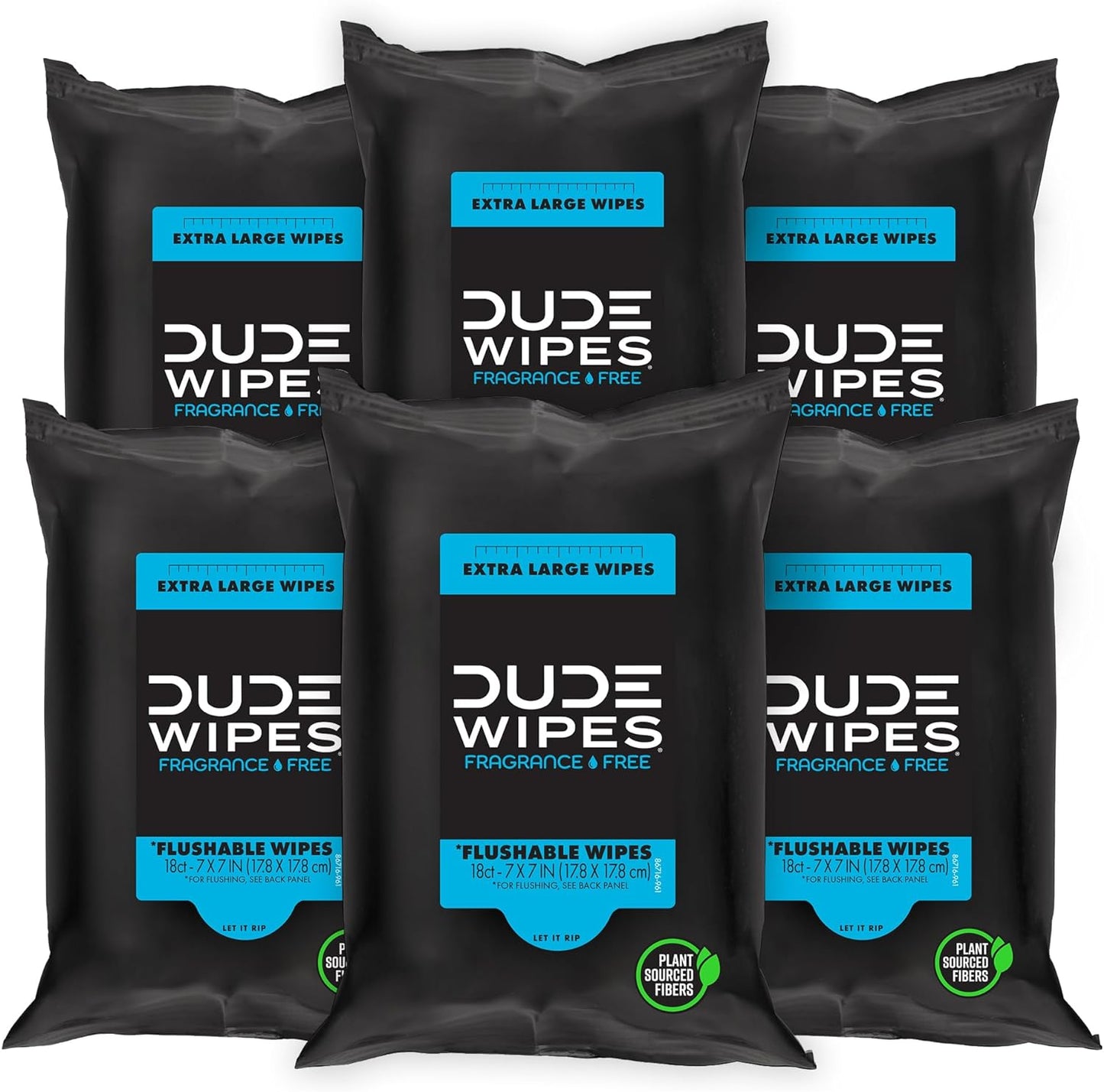 DUDE Wipes - Flushable Wipes Travel Pack - 6 Pack, 108 Wipes - Mint Chill Extra-Large Adult Wet Wipes - Vitamin-E, Aloe Vera, Eucalyptus, and Tea Tree Oils - Septic and Sewer Safe Butt Wipes