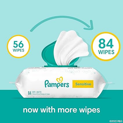 Pampers Sensitive Water Based Hypoallergenic and Unscented Baby Wipes, 504 count (Packaging May Vary)