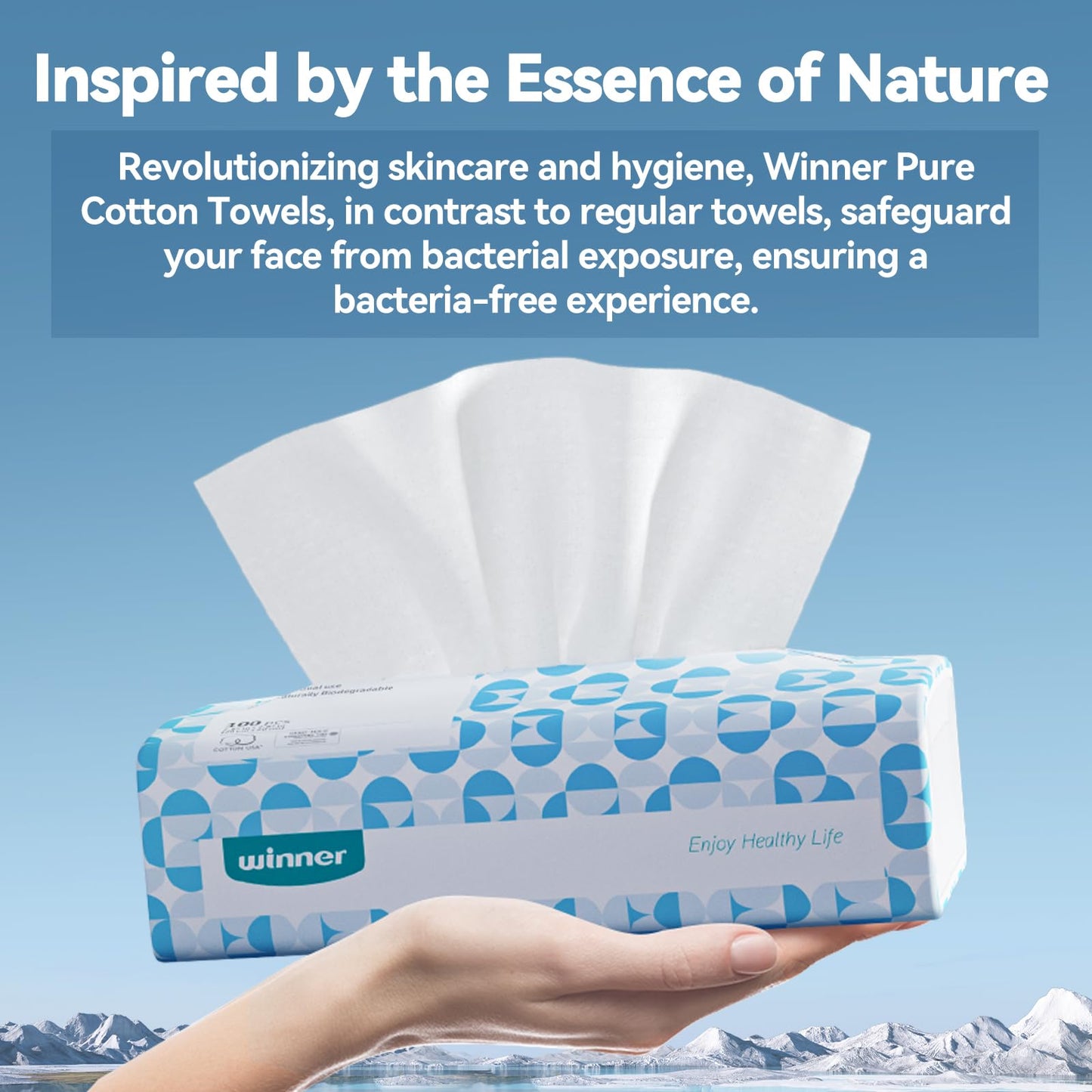 Winner Soft Face Towels - 100% USA Cotton Dry Wipes, 600 Count Unscented Cotton Tissues for Sensitive Skin, OEKO-TEX Certified Face Towelettes Disposable, Makeup Remover Facial Towels, 6 Pack