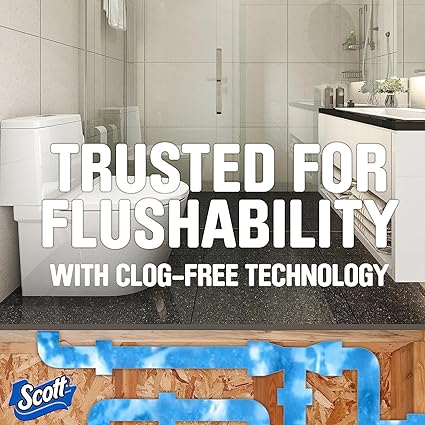 Scott Rapid-Dissolving Toilet Paper, 48 Double Rolls (6 Packs of 8 Rolls), Sustainable, Septic-Safe Toilet Paper/Toilet Tissue