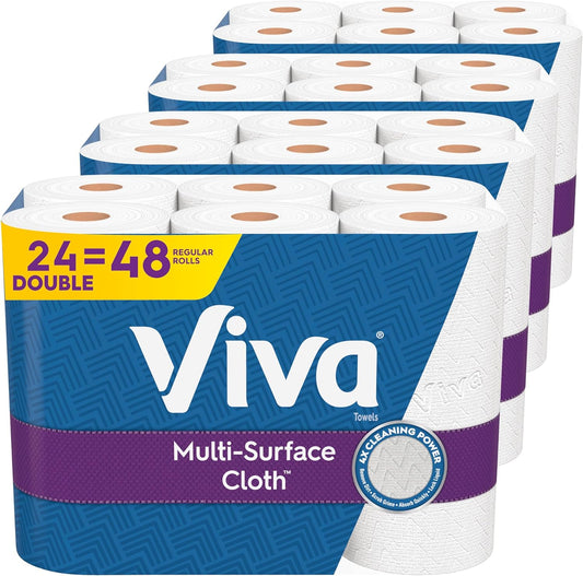 Viva Multi-Surface Cloth Paper Towels, 24 Double Rolls, 110 Sheets Per Roll (4 Packs of 6)