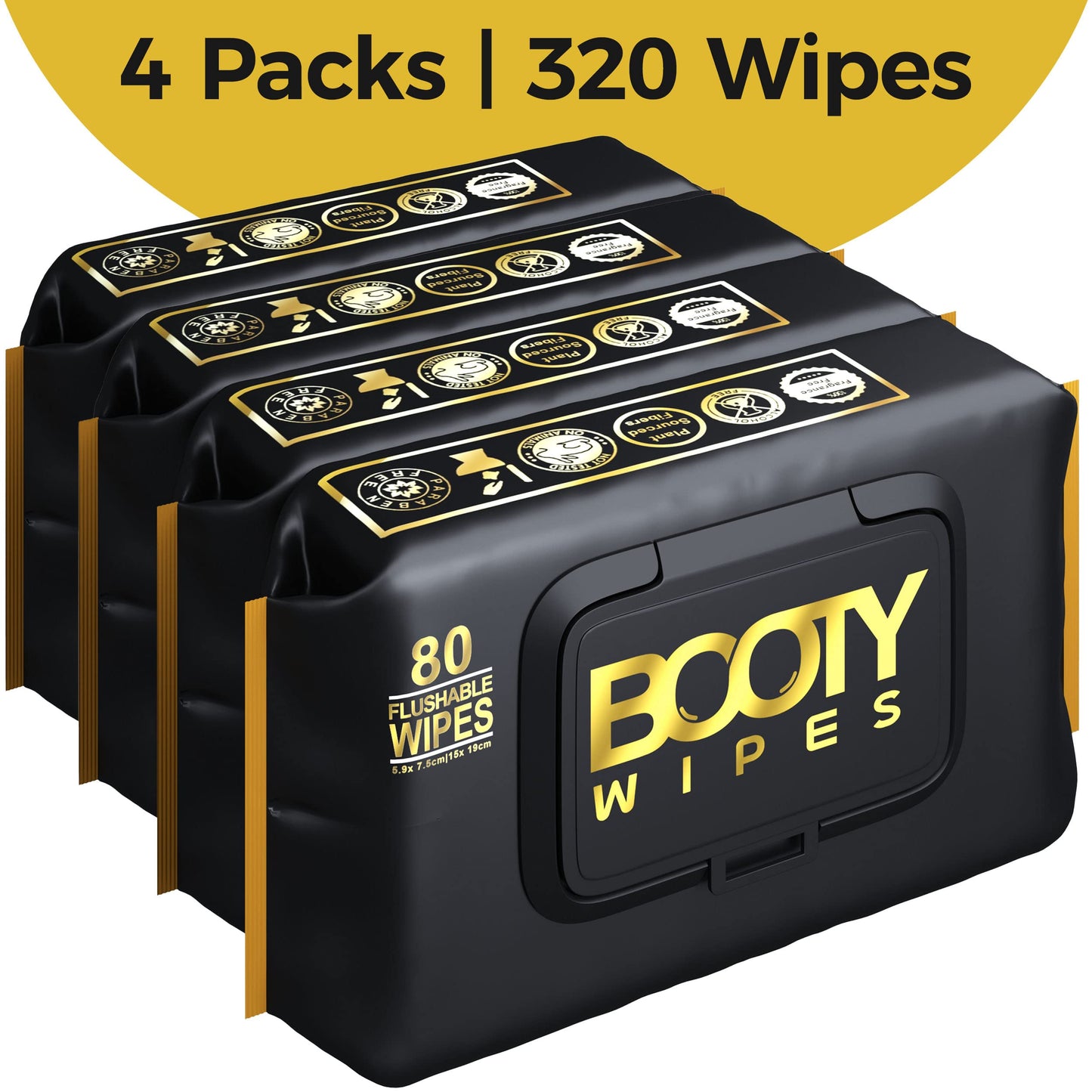 Booty Brand Wipes for Men - 320 Flushable Wipes for Adults | pH Balanced & Infused with Vitamin-E & Aloe for Bathroom