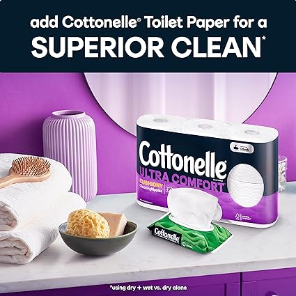 Cottonelle Ultra Comfort Toilet Paper with Cushiony CleaningRipples,325 Sheets per Roll, Packaging May Vary