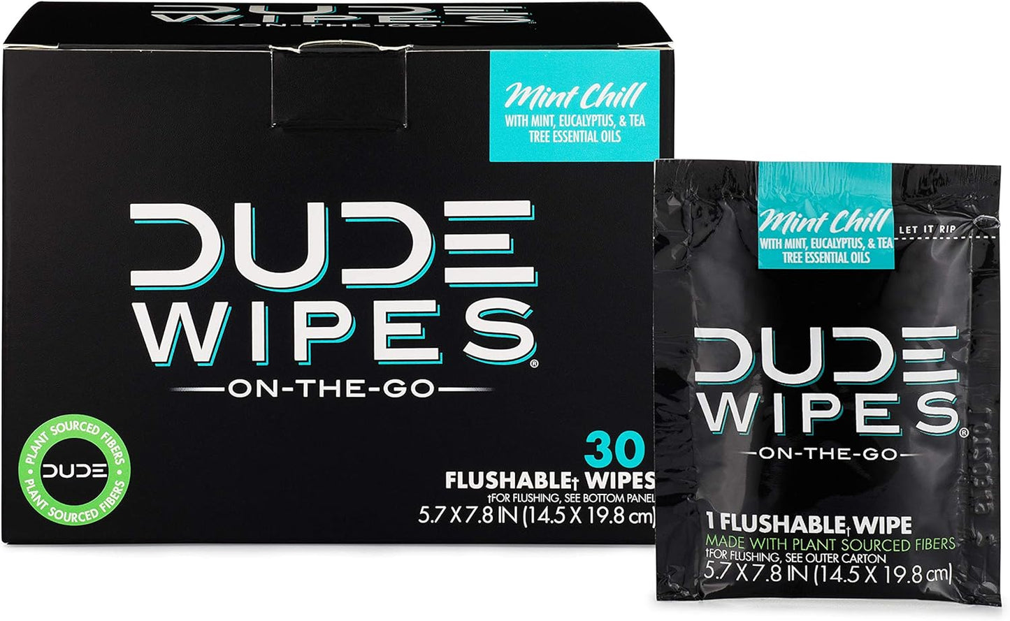 DUDE Wipes - Flushable Wipes with On-The-Go Flushable Wipes - 48 Dispenser Wipes + 30 Individually Wrapped Wipes - Mint Chill Adult Wet Wipes with Eucalyptus & Tea Tree Oil - Septic and Sewer Safe