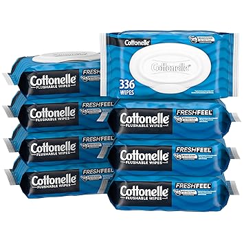 Cottonelle Freshfeel Flushable Wet Wipes, Adult Wet Wipes, 42 Wipes per Pack (8 Packs of 42) (336 Total Flushable Wipes)