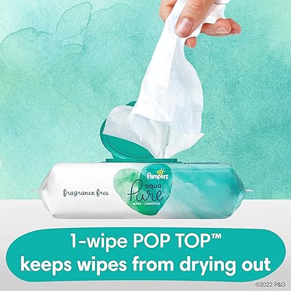 Pampers Aqua Pure 99% Water Sensitive Baby Wipes - 672 Count