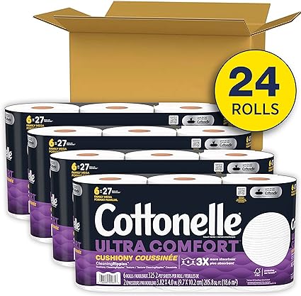 Cottonelle Ultra Comfort Toilet Paper with Cushiony CleaningRipples,325 Sheets per Roll, Packaging May Vary