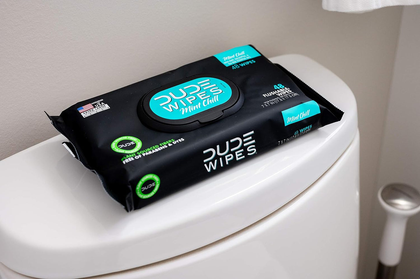 DUDE Wipes - Flushable Wipes with On-The-Go Flushable Wipes - 48 Dispenser Wipes + 30 Individually Wrapped Wipes - Mint Chill Adult Wet Wipes with Eucalyptus & Tea Tree Oil - Septic and Sewer Safe