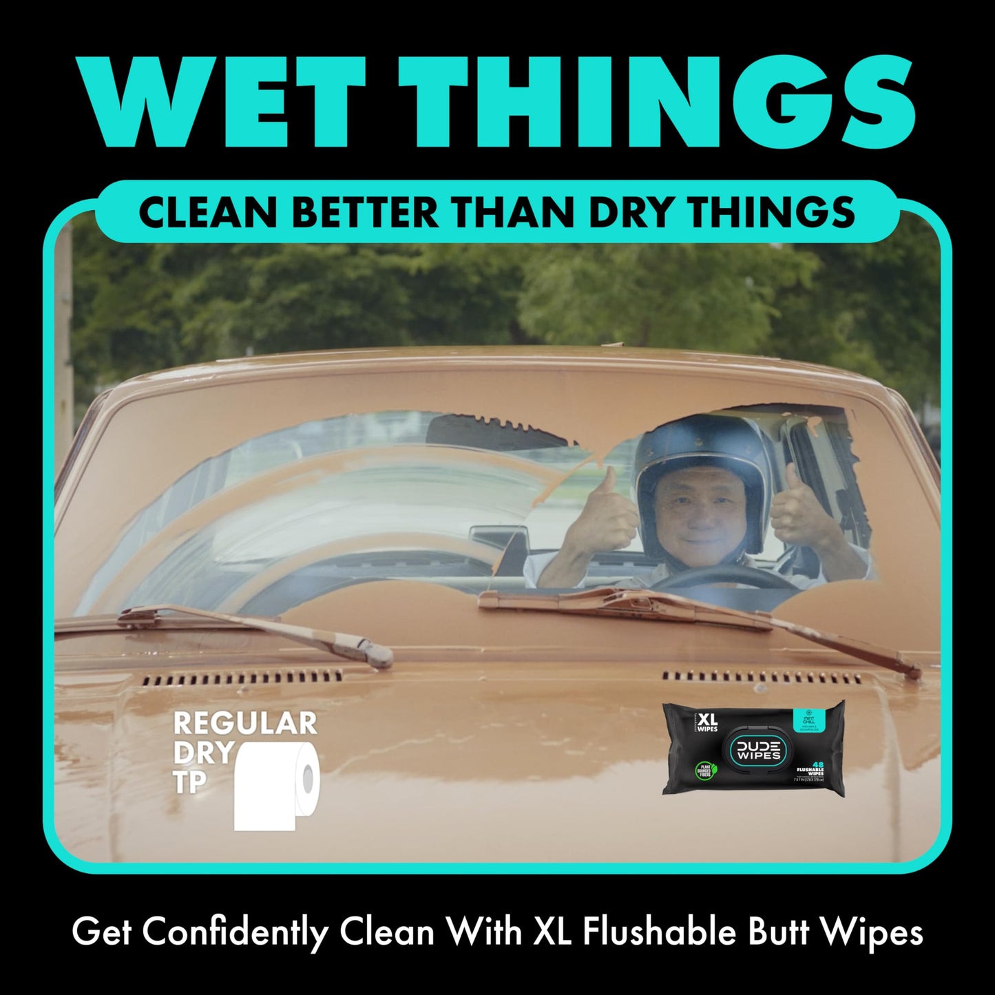 DUDE Wipes - Flushable Wipes - 6 Pack, 288 Wipes - Herbal Relief Extra-Large Wet Wipes - Witch Hazel & Geranium Essential Oils - Septic and Sewer Safe Butt Wipes For Adults