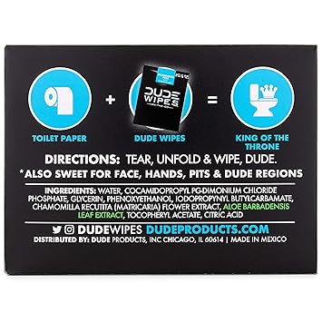 DUDE Wipes - On-The-Go Flushable Wipes - 1 Pack, 30 Wipes - Unscented Extra-Large Individually Wrapped Adult Wet Wipes - Vitamin E & Aloe - Septic and Sewer Safe