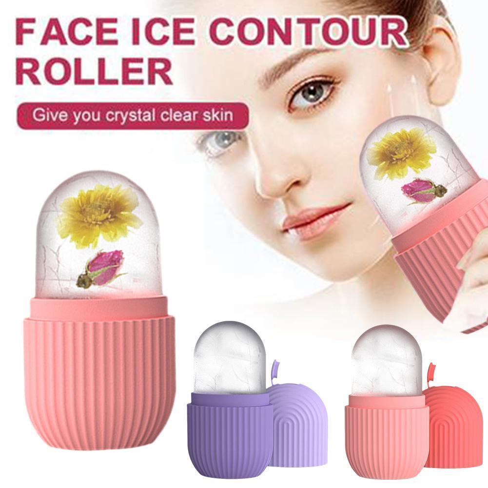 Silicone Face Beauty Ice Tray Mold with Massage Roller