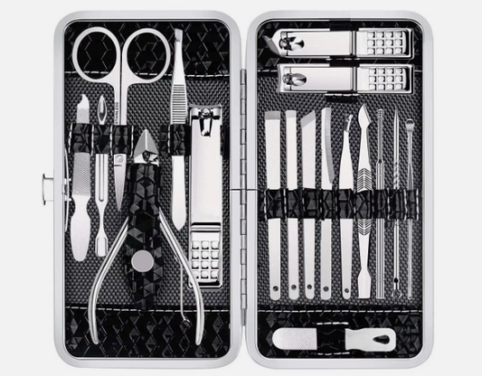 Nail Clippers Set Fingernail and Toenail Clipper Cutters, Manicure Pedicure Kit -18 Pieces Stainless Steel Professional Grooming Kits, Nail Care Tools with Luxurious Travel Case