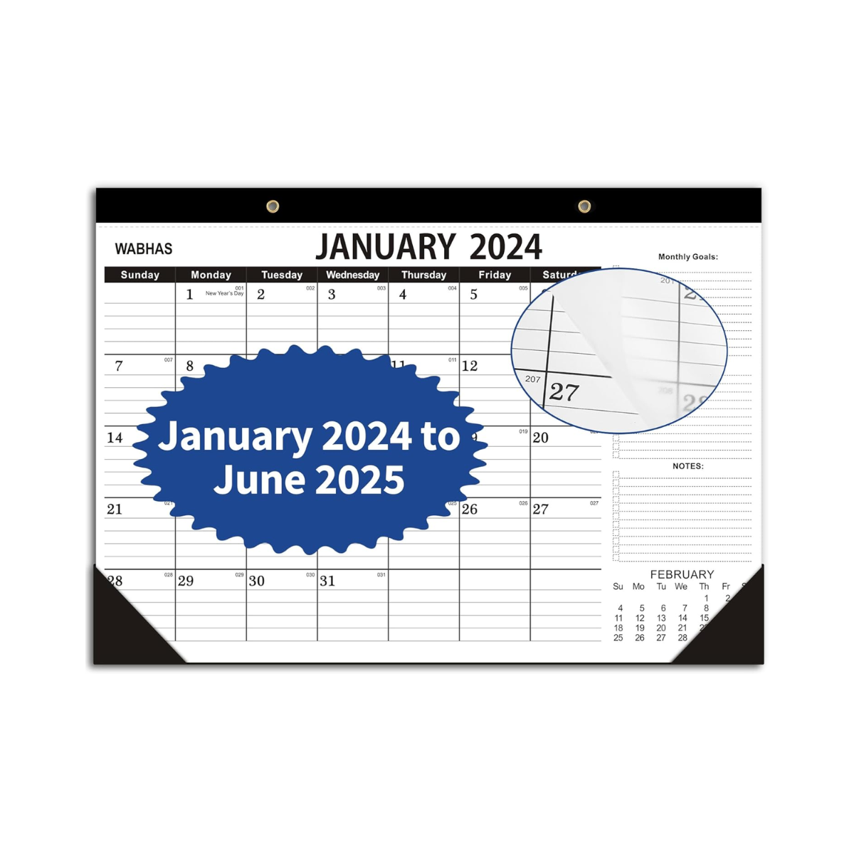 Desk Calendar-Calendar 2024-2025-18 Months-January 2024-June 2025