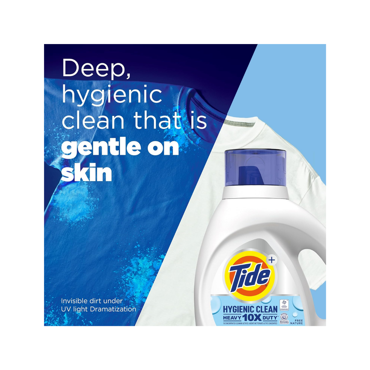 Tide Hygienic Clean Heavy Duty 10x Free Liquid Laundry Detergent, HE Compatible, Unscented, 74 loads, 105 fl oz