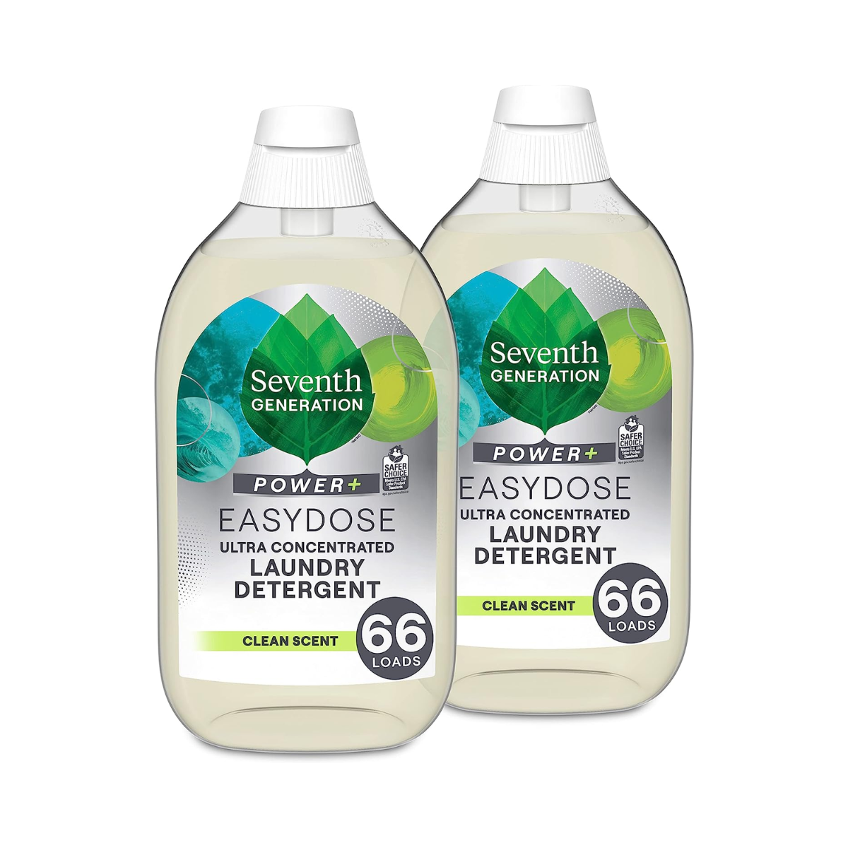 Seventh Generation Laundry Detergent Ultra Concentrated Clean Scent oz 2 Pack 132 Loads, Clear, Power Plus, 23.1 Ounce