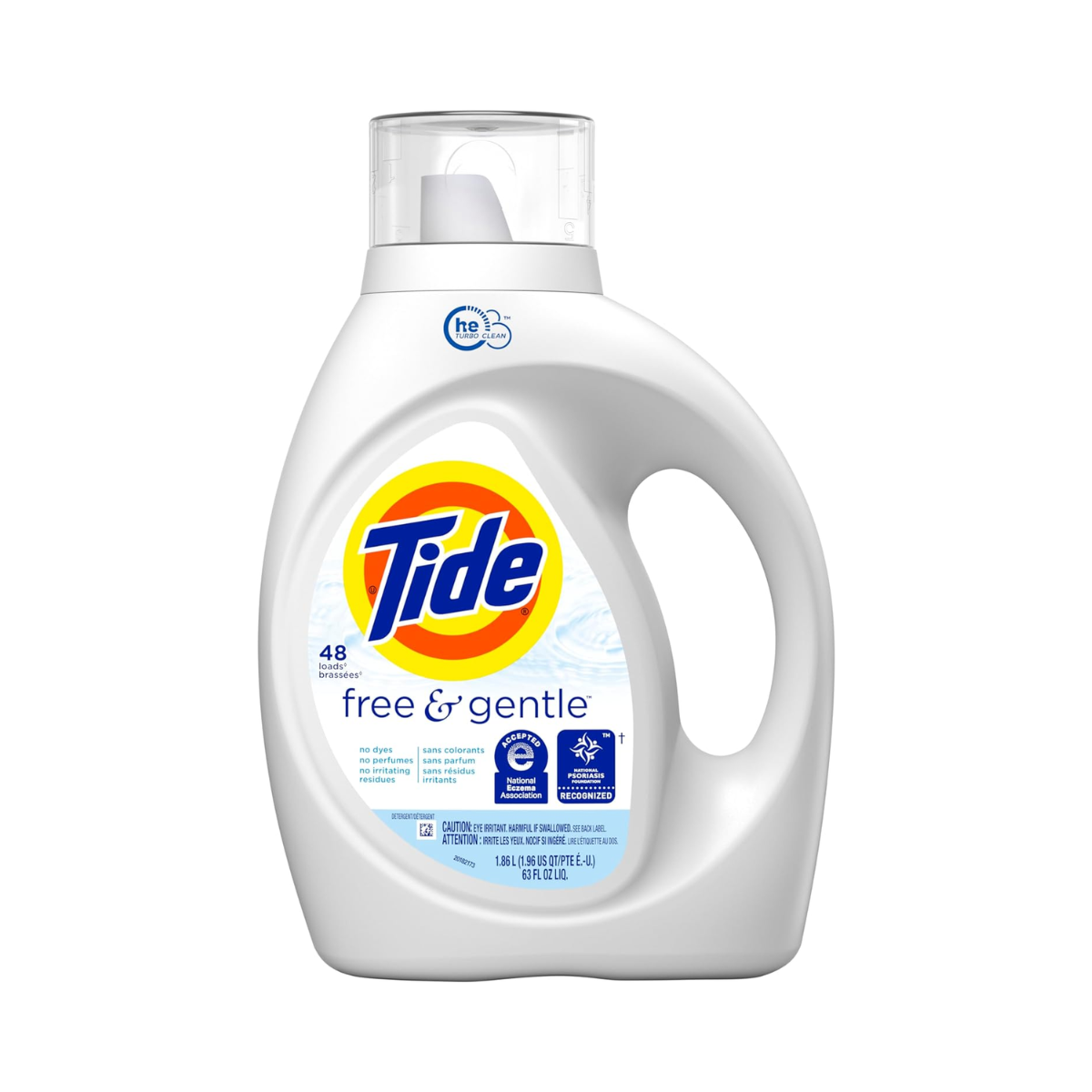 Tide Free & Gentle Liquid Laundry Detergent, 48 loads, 63 fl oz