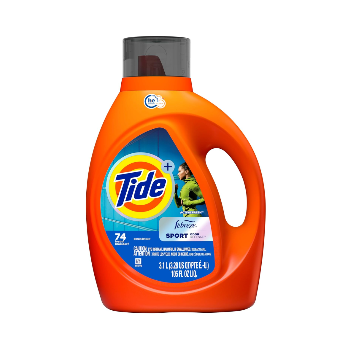 Tide Plus Febreze Sport Odor Defense HE Turbo Clean Liquid Laundry Detergent, 105 fl oz, 74 loads