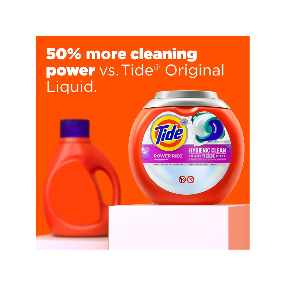 Tide Hygienic Clean Heavy 10x Duty Power PODS Laundry Detergent Pacs Spring Meadow 32 count For Visible and Invisible Dirt