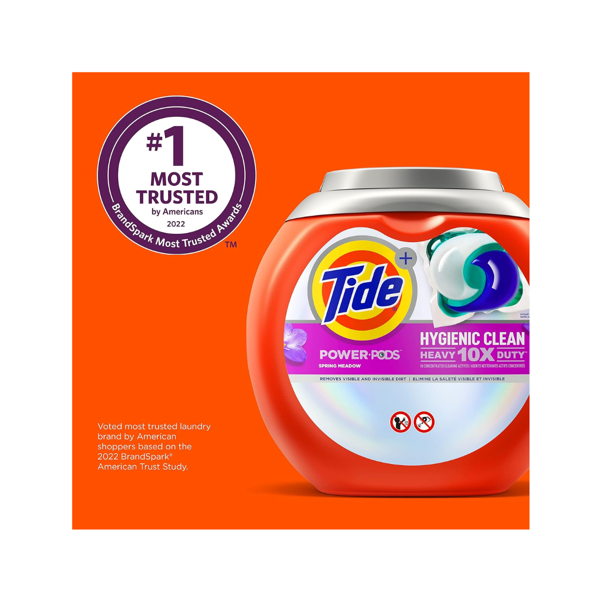 Tide Hygienic Clean Heavy 10x Duty Power PODS Laundry Detergent Pacs Spring Meadow 32 count For Visible and Invisible Dirt