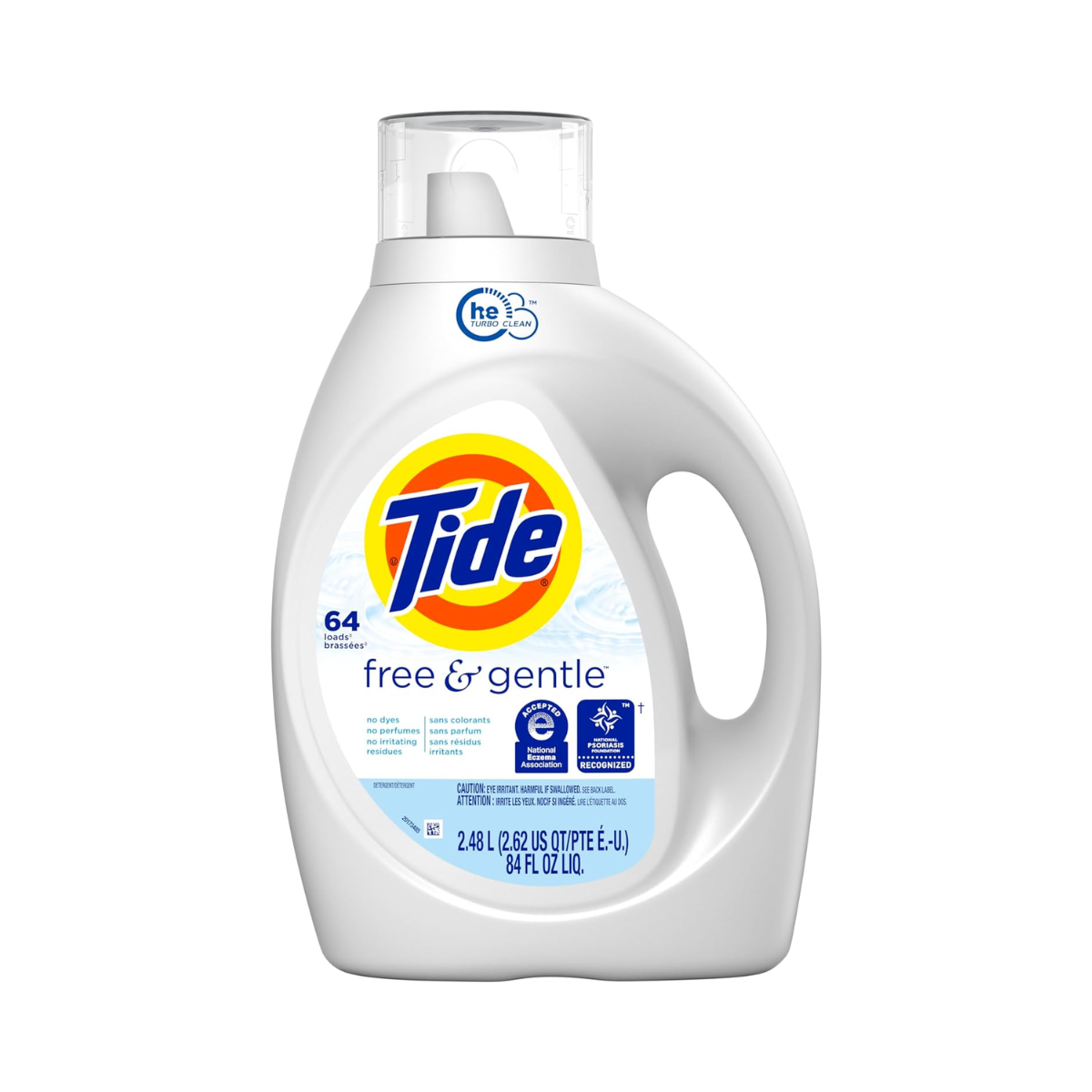 Tide Free & Gentle Liquid Laundry Detergent, 64 loads, 84 fl oz