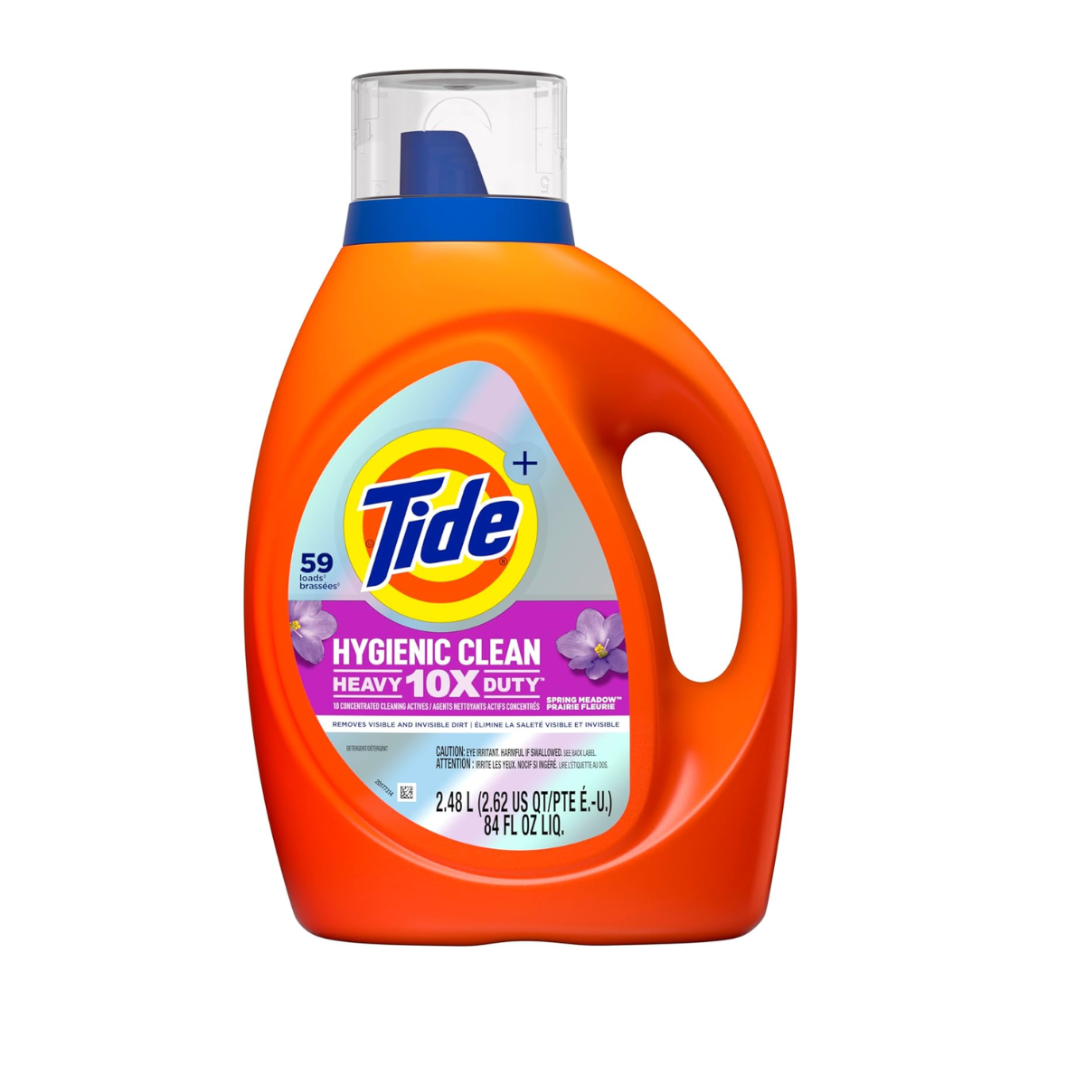 Tide Hygienic Clean Heavy 10x Duty Liquid Laundry Detergent, HE Compatible, Spring Meadow Scent, 59 Loads, 84 fl oz