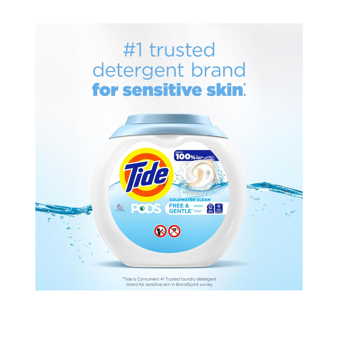 Tide Free and Gentle Laundry Detergent Pods, 57 Count, Unscented and Hypoallergenic for Sensitive Skin (Packaging may vary)