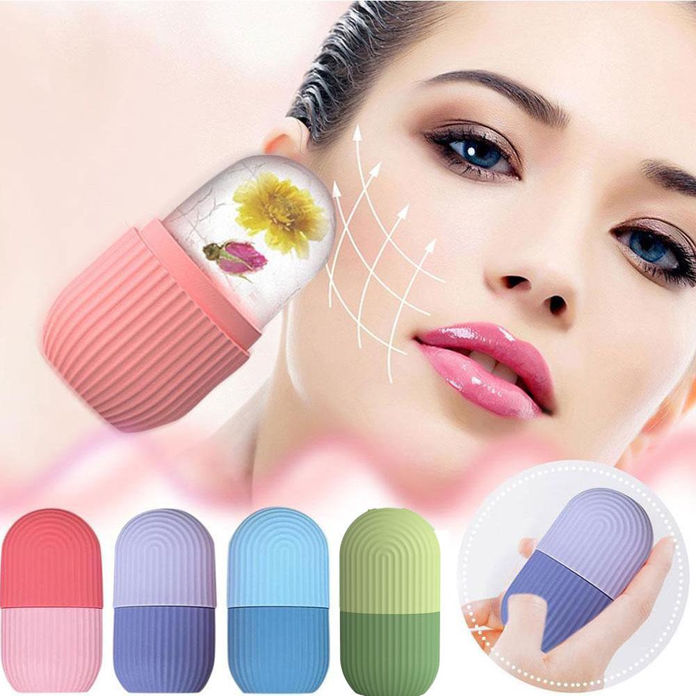 Silicone Face Beauty Ice Tray Mold with Massage Roller